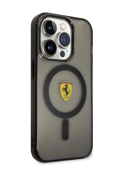 Apple iPhone Uyumlu 14 Pro Kılıf Ferrari M-safe Şarj Özellikli Yarı Transparan Dizayn Kapak