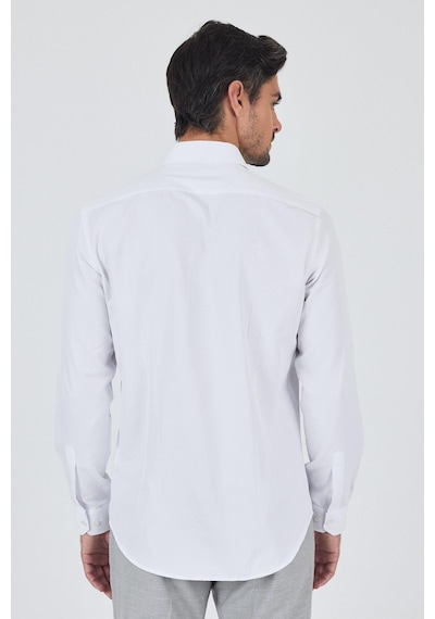 İmza Beyaz Sert Yaka Düz Classic Pamuklu Slim Fit Gömlek 1004250900 Beyaz