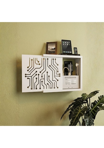 Wifi-modem Devre Kapak Saklama Kutusu Bilgisayar Kablo Priz Beyaz