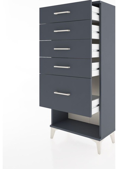 Hyperion Dolap 5 Çekmeceli 60x44x134 Antrasit-antrasit Antrasit