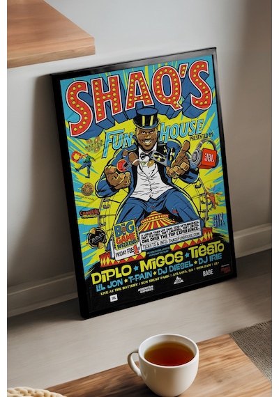 Shaq's Fun House Siyah Ahşap Çerçeveli Poster, Dekoratif Film Duvar Tablosu