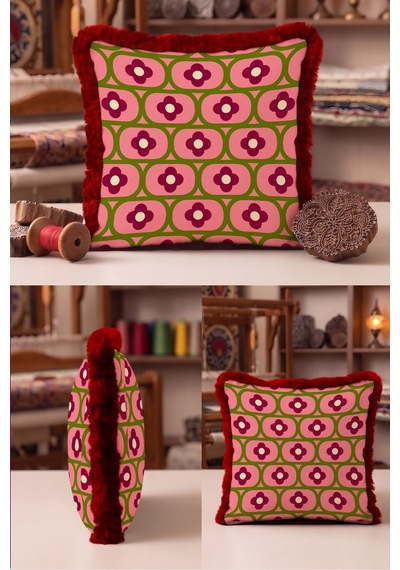 Retro Çiçek Tasarım Saçaklı Yastık Kılıfı-geometrik Bohem Pembe Yeşil Bordo Püsküllü Kırlent Kılıfı Kayıp Düş Aura Retro Çiçek Tasarım Saçaklı Yastık Kılıfı-geometrik Bohem Pembe Yeşil Bordo Püsküllü Kırlent Kılıfı Kayıp Düş Aura