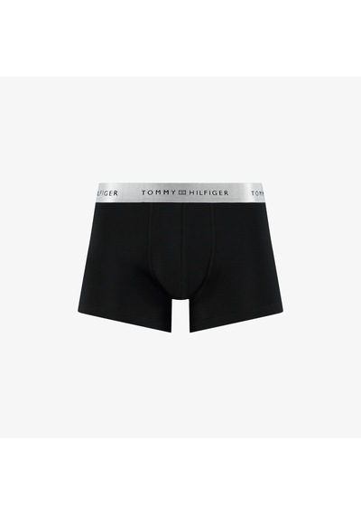 Tommy Hilfiger Trunk 3'lü Erkek Metalik Logo Siyah Boxer Düz Um0um03411 Gri
