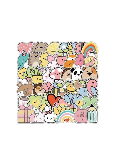 25'li Su Geçirmez Opak Sticker Seri : 19 Çok Renkli
