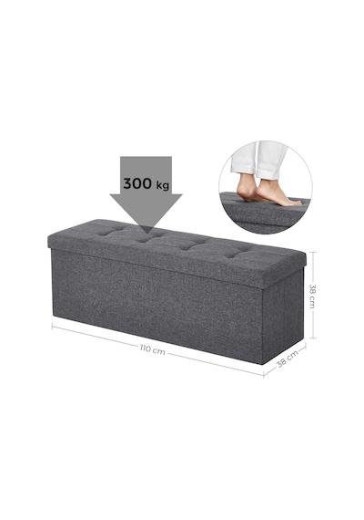 Songmıcs Tabure, Saklama Alanı, Sandık, Saklama Kutusu, Katlanabilir, Maks. Statik Yük 300 Kg, Bölücü, 120 Litre, Genel