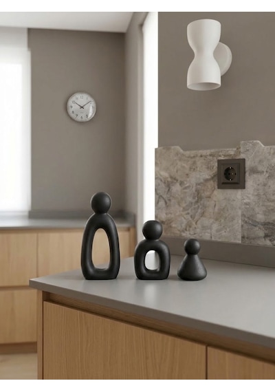 Kaveld Aura Family Minimalist Dekoratif Heykel 3'lü Set El Yapımı Modern Biblo Mermer Tozu & Çimento Kompozit Premium Salon Ve Ofis Dekoru Siyah Kaveld Aura Family Minimalist Dekoratif Heykel 3'lü Set El Yapımı Modern Biblo Mermer Tozu & Çimento Kompozit Premium Salon Ve Ofis Dekoru Siyah