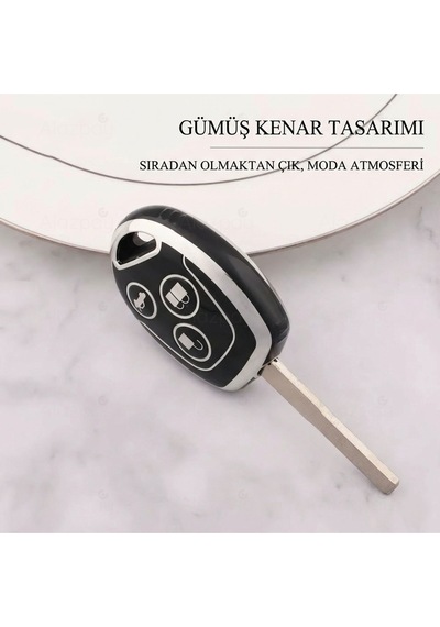 Ford Focus Transit Fiesta Modeo Fusion Ka Galaxy Gümüş Kenar Tpu Anahtar Kılıfı Siyah