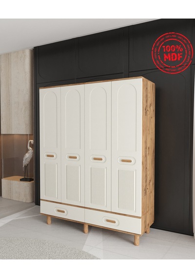 Pera 4 Kapaklı Çekmeceli Gardırop - Tamamı Mdf Aytaşı Pera 4 Kapaklı Çekmeceli Gardırop - Tamamı Mdf Aytaşı