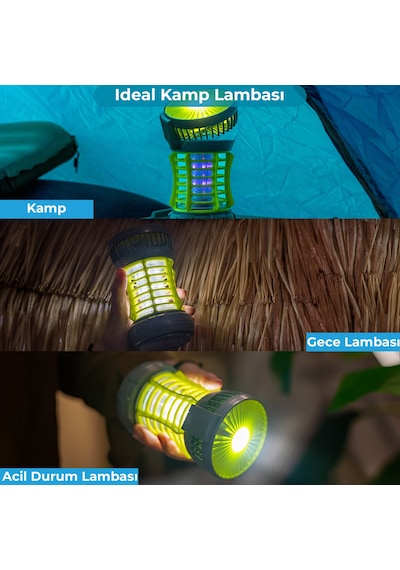 Bix KL-02 Sivrisinek Kovucu İç ve Dış Mekan Elektrikli Micro USB Şarj Edilebilir IPX4  LED Işıklı Lamba