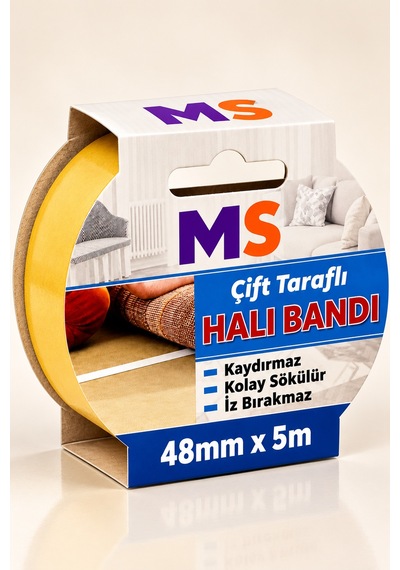 Premium Çift Taraflı Halı Bandı 48 Mm X 5 Metre Yapışkanlı Kaydırmaz Kaymaz Kilim Paspas Bantı