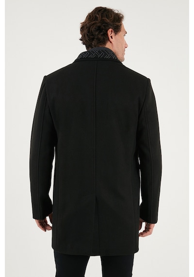 Buratti Yırtmaçlı Slim Fit Mono Yaka Kaşe Erkek Kaban 58400589 Siyah