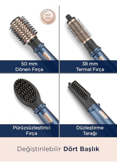 Hava Üflemeli Döner Başlıklı Saç Şekillendirici Set Stylepro 1000w 4 Başlık Iyon Teknolojisi As965e