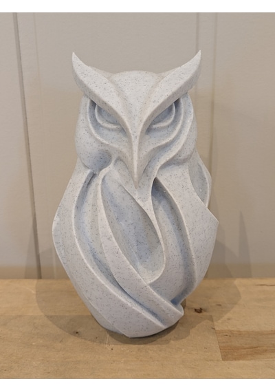 Mermer Renk Baykuş Figürü Hediyelik Doğal Modern Tasarım 14cm