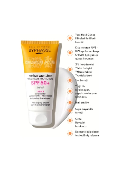Byphasse  3'ü 1 Arada Renkli Güneş Kremi SPF50+ 50 ML
