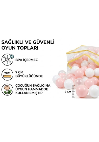 Casual Renkli Havuz Topu 7 Cm 100 Adet Pembe