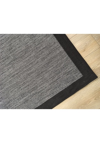 Çam Halı Sisal 9714 Gri / Siyah Bordürlü Jüt Sisal Kilim - 100x200