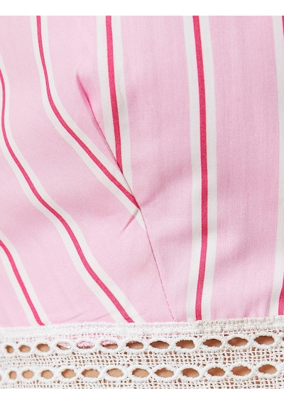 Koton Derin V Yaka Büstiyer Çizgili Dantel Detaylı Slim Fit Pınk Strıpe 4sak30121pw Pembe Çizgili
