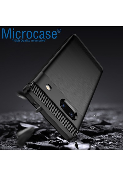 Google Pixel 7a Brushed Carbon Fiber Silikon Kılıf - Siyah Al3332