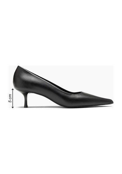 Alberta Hakiki Deri Siyah 5 Cm Topuklu Stiletto Ayakkabı