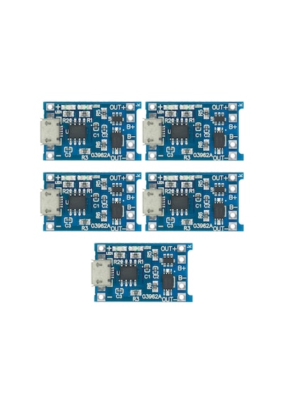 5 Adet Tp4056 Micro Usb Korumalı Lipo 18650 Pil Şarj Devresi
