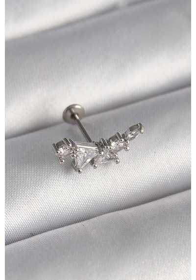316l Çelik Gümüş Renk Zirkon Taşlı Tragus Piercing 5886 Çok Renkli 16167481