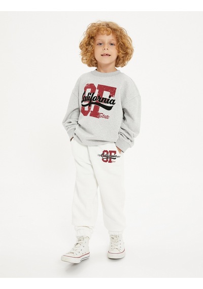 Koton Kolej Sweat Şardonlu Uzun Kollu Bisiklet Yaka Baskılı Gri 4wkb10178tk 4WKB10178TK026 Gri