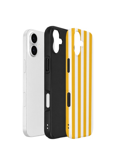 Apple iPhone Uyumlu 17 Vorian Çift Katmanlı Kılıf Golden Riviera Stripe