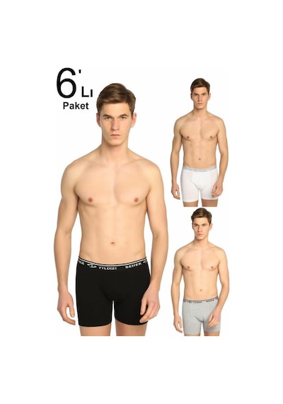 Seher Yıldızı Erkek Pamuklu Likralı Boxer 6 Lı Paket