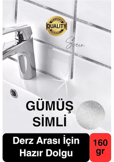 Pratik Gümüş Silver Simli Hazır Derz Fayans Seramik Boşluk Anında Kapatıcı Yer Cephe Yenileyici