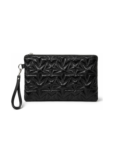 Adelina Bags Yıldız Nakış İşlemeli Portföy El Çantası Bilek Askılı Saten Astarlı Clutch Çanta Siyah