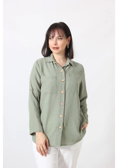 Moda Berray Myb-077 Mint Yeşili Pamuk Keten Kolu Apoletli İki Cepli Kadın Büyük Beden Gömlek Mint Yeşili Moda Berray Myb-077 Mint Yeşili Pamuk Keten Kolu Apoletli İki Cepli Kadın Büyük Beden Gömlek Mint Yeşili