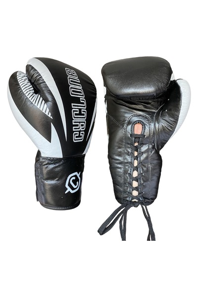 Cyclone Legion Hakiki Deri Bağcıklı Boks Ve Kick Boks Eldiveni Siyah