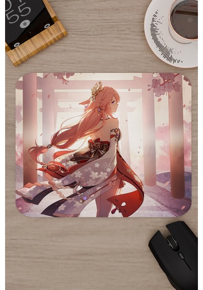Yae Miko Genshin Impact Anime Gacha V2 - 22x18 Gaming Mouse Pad Fare Altlığı