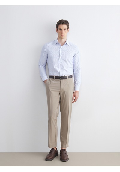 Lcw Busıness Mavi Slim Fit Uzun Kollu Çizgili Poplin Erkek Gömlek