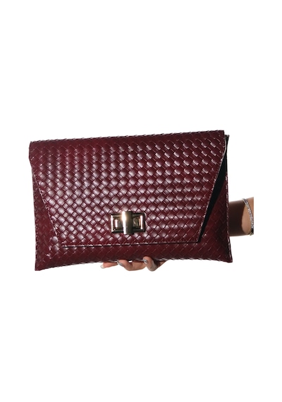 Maorı Bordo Örgü Kadın Clutch Çanta