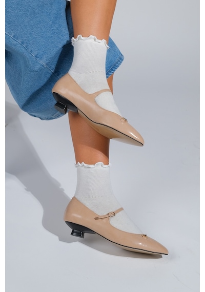 Luvishoes Luvi Shoes Ojen Bej Cilt Kadın Kısa Topuklu Ayakkabı BEJ CILT
