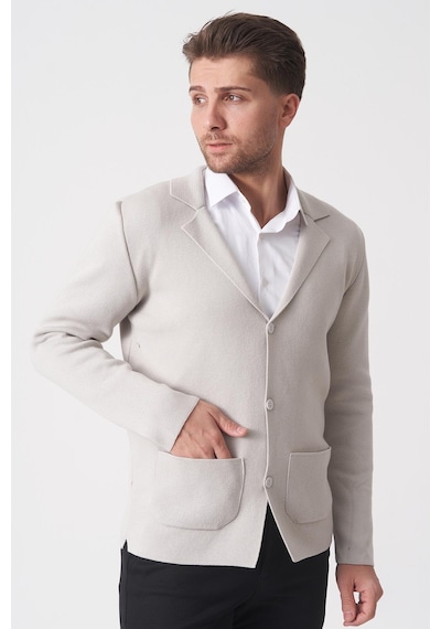 White Stone São Paulo 1112 Pike Örgü Slim Fit Pamuklu Triko A.gri A.gri Açık Gri