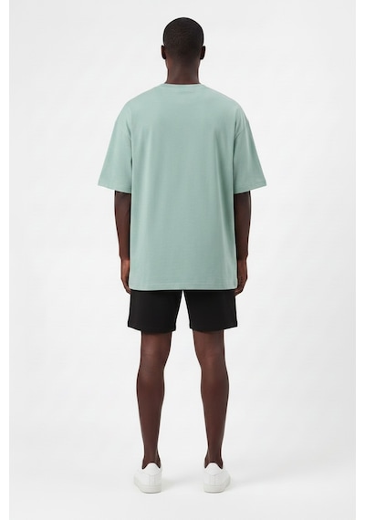 Lixa Günlük Spor Tişört Air Jordan Su Yeşili Kırmızı Baskı Oversize 142582 SİYAH