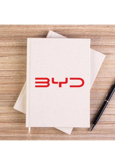 Byd Logo Text Red Krem Çizgisiz Kanvas Defter