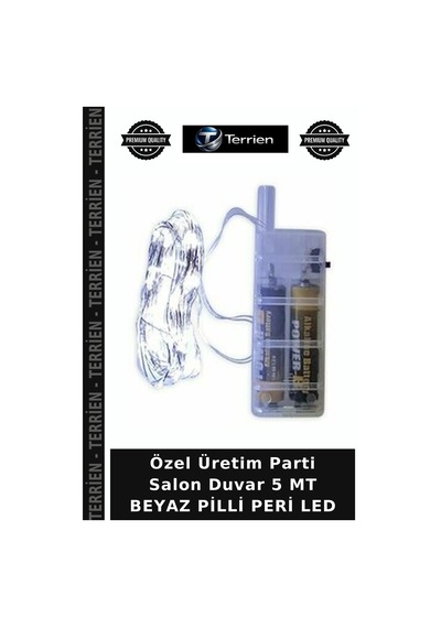 Özel Üretim Parti Salon Duvar 5 Mt Beyaz Pilli Peri Led