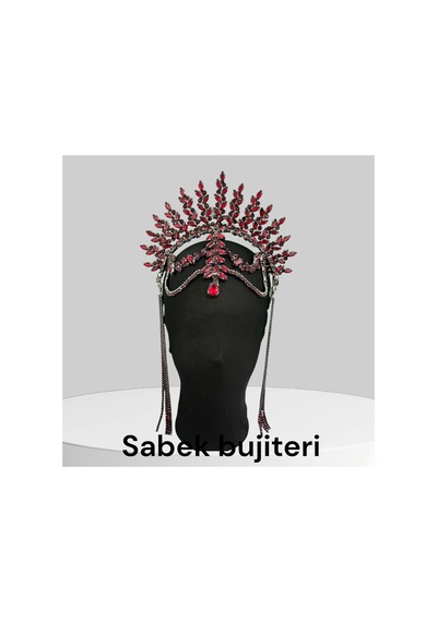 Alınlıklı Taç Büyük Gelin,kına,nişan,söz,after,bride,party Taç Bordo - 726455370 Bordo