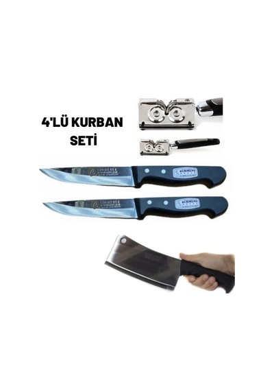Kaya Sürmene 4'lü Kurban Bıçak Seti - Kurban Seti Kurban Bıçağı -