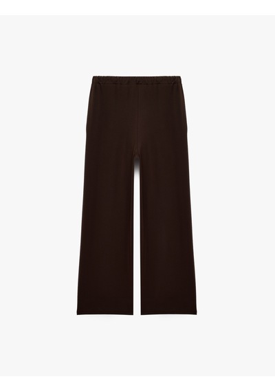 Koton Beli Bağcıklı Standart Bel Straight Fit Pantolon Kahverengi 7wak40029ek Kahve