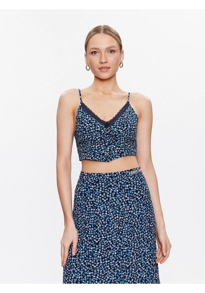 Dıtsy Floral Lace Crop Top Lacivert