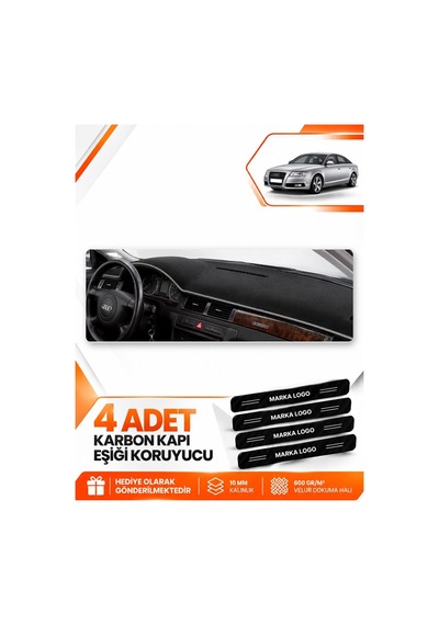 Audı A6 1997-2004 Uyumlu Ön Göğüs Torpido Koruma Kılıfı Halısı Koruyucu Panel - Siyah Gri