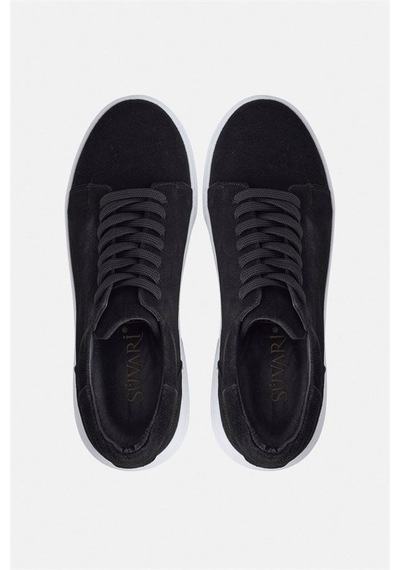 Süvari Siyah Gerçek Deri Bağcıklı Sneakers Say2001500041-s09