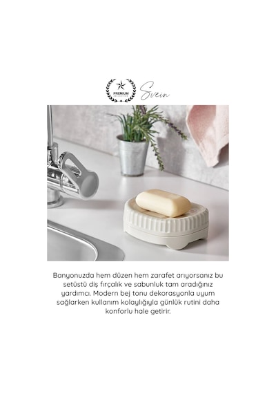 Banyoseti Setüstü Diş Fırçalık Sabunluk Plastik Bej Banyo Düzenleyici Organizer Diş Macunluk Aksesu Çok Renkli