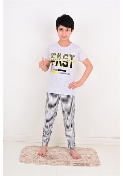 Vitmo Erkek Çocuk Kısa Kollu Pijama Takımı Fast Model Gri Gri Vitmo Erkek Çocuk Kısa Kollu Pijama Takımı Fast Model Gri Gri