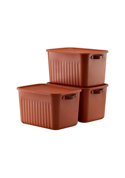 1 Adet Düzenleyici Kapaklı Kutu, Dekoratif Saklama Kutusu, Organizer 35cm 25cm 22cm Kremit 15 Litre Diğer