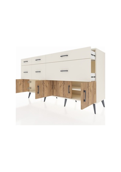 Kronos Konsol Tek Raflı 6 Çekmeceli 4 Kapaklı 176x59x99 Aytaşı-ça Aytaşı-çam/aytaşı